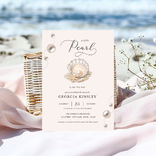 Little Pearl Ocean Beach Seashell Girl Shower Inbjudningar