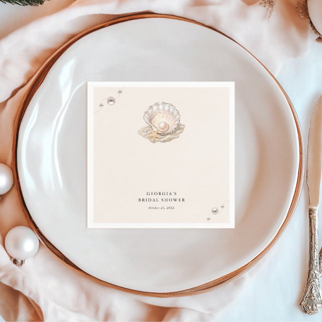 Little Pearl Ocean Beach Seashell Girl Shower Pappersservett (Skapare uppladdad)