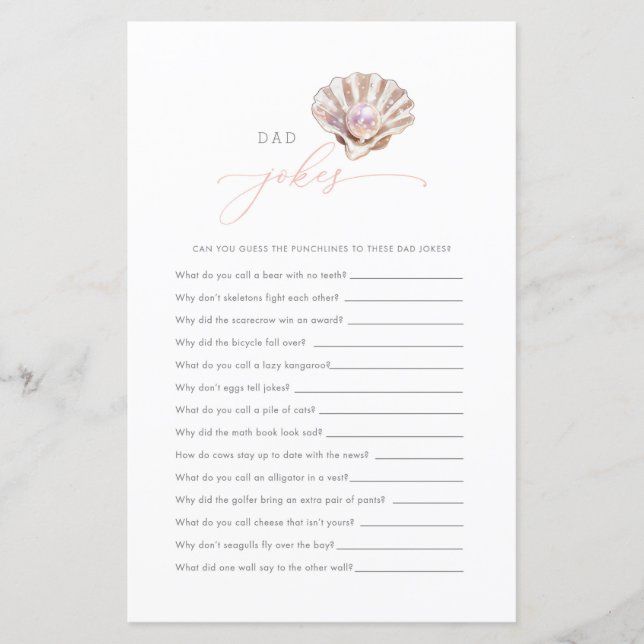Little Pearl Pappa skämt Baby Shower Game Card (Framsida)