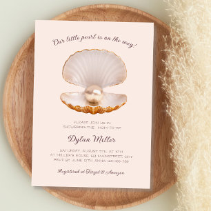 Little Pearl Seashell Beach Girl Shower Inbjudningar
