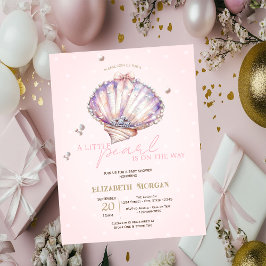Little Pearl Seashells Diamonds Dots  Baby Shower Inbjudningar