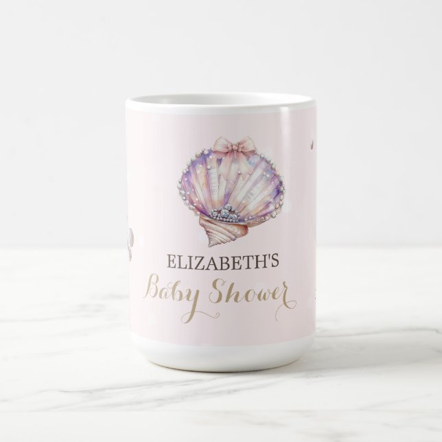 Little Pearl Seashells Diamonds Dots Baby Shower Kaffemugg (Center)