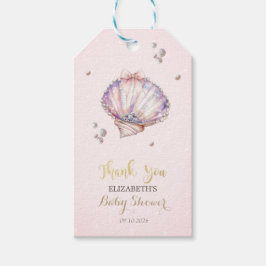 Little Pearl Seashells Diamonds Dots  Baby Shower Presentetikett