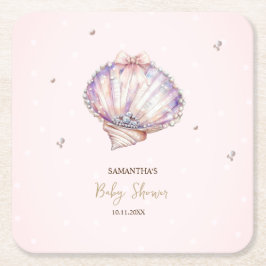 Little Pearl Seashells Diamonds Dots Baby Shower Underlägg Papper Kvadrat