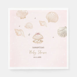 Little Pearl Seashells Dots Baby Shower Pappersservett