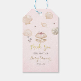 Little Pearl Seashells Dots Baby Shower Presentetikett