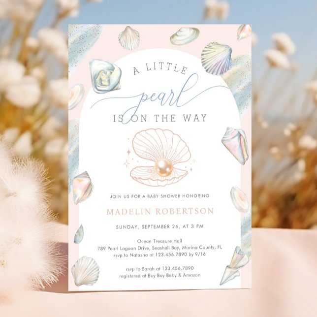 Little Pearl Seashells Ocean Beach Baby Shower Inbjudningar (Skapare uppladdad)