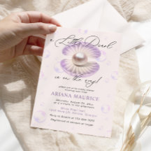 Little Pearl Watercolor Lila Snäcka Baby Shower