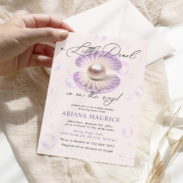 Little Pearl Watercolor Lila Snäcka Baby Shower Inbjudningar