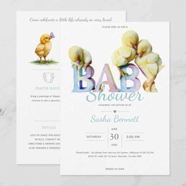 Little Peep & Co. | Barnkalas Inbjudningar (Fram/baksida)