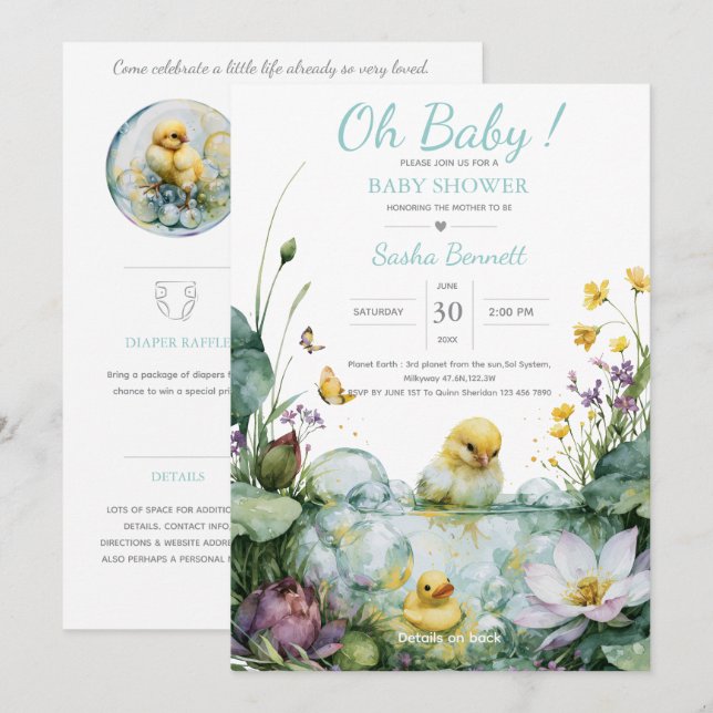 Little Peep & Co. | Barnkalas Inbjudningar (Fram/baksida)