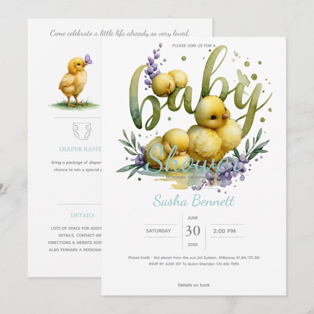 Little Peep & Co. | Barnkalas Inbjudningar (Fram/baksida)