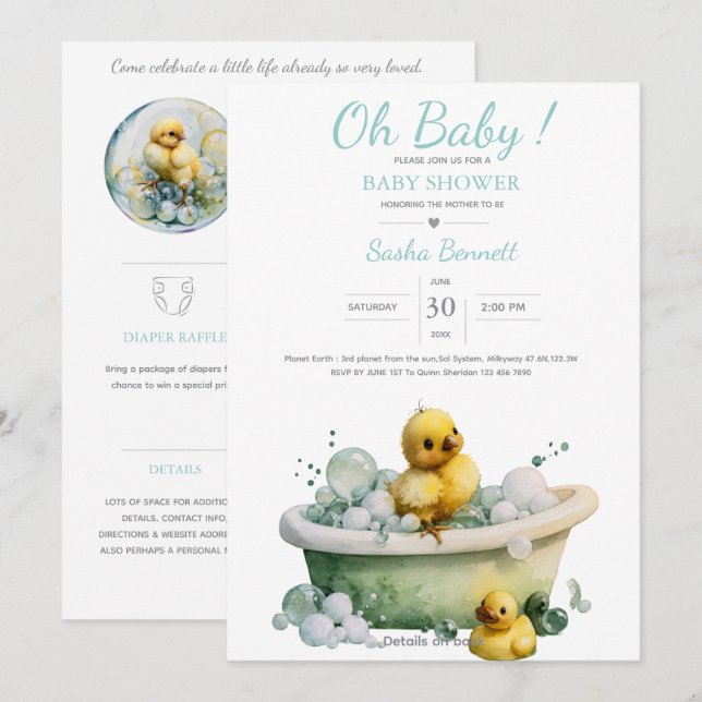 Little Peep & Co. | Barnkalas Inbjudningar (Fram/baksida)