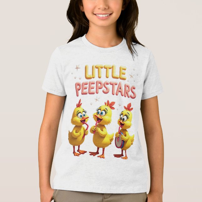 Little Peepstars - Retro Påsk Band Vibes T Shirt (Framsida)