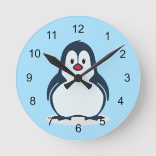 Little Penguin Design Clock Rund Klocka