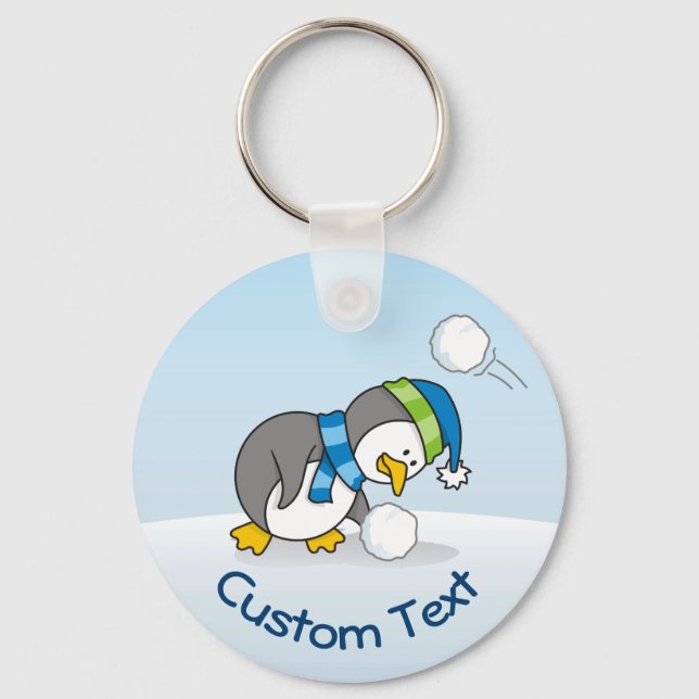 Little Penguin Get a Snö Boll Keychain Nyckelring (Framsida)