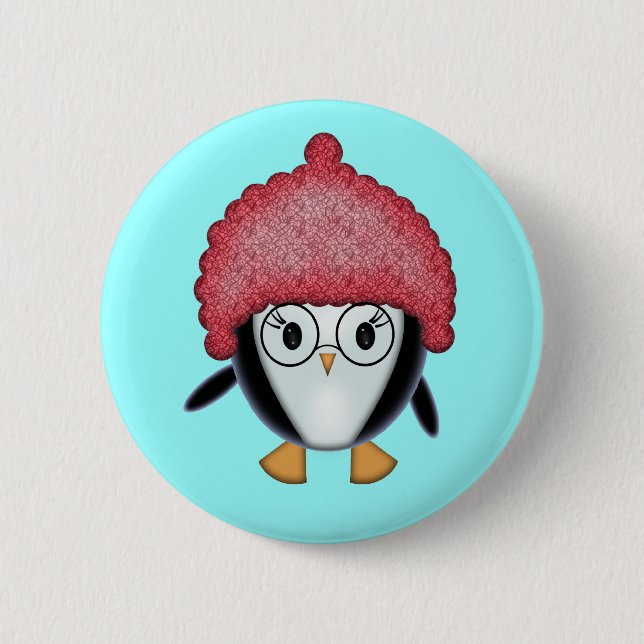Little Penguin i Red Hat-julknappen Knapp (Framsida)