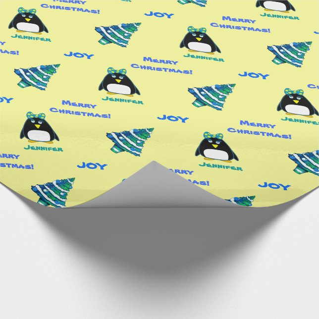 Little Penguin | Julgåva med eget namn Presentpapper (Hörn)