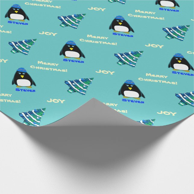 Little Penguin | Julgåva med eget namn Presentpapper (Hörn)