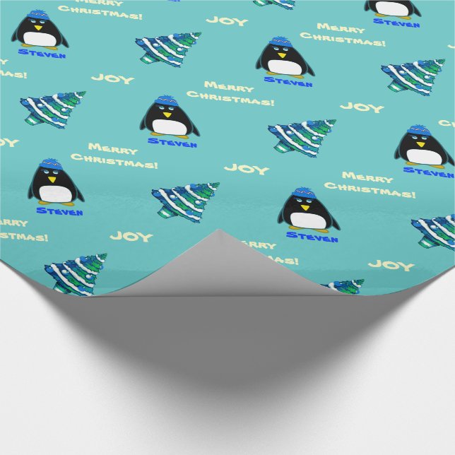 Little Penguin | Julgåva med eget namn Presentpapper (Hörn)