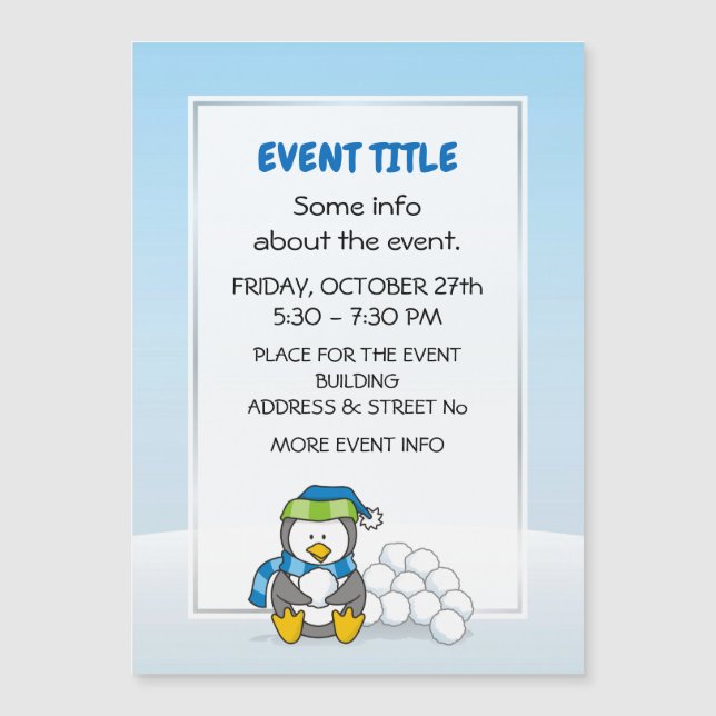 Little penguin sitta med snö bollar (Framsida)