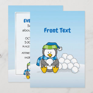 Little penguin sitta med snö bollar inbjudningar