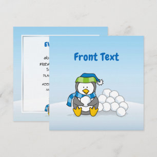 Little penguin sitta med snö bollar inbjudningar