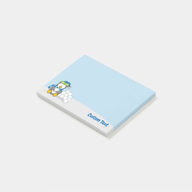 Little Penguin Sitta med Snowbollar Post-it Block (Vinklad)