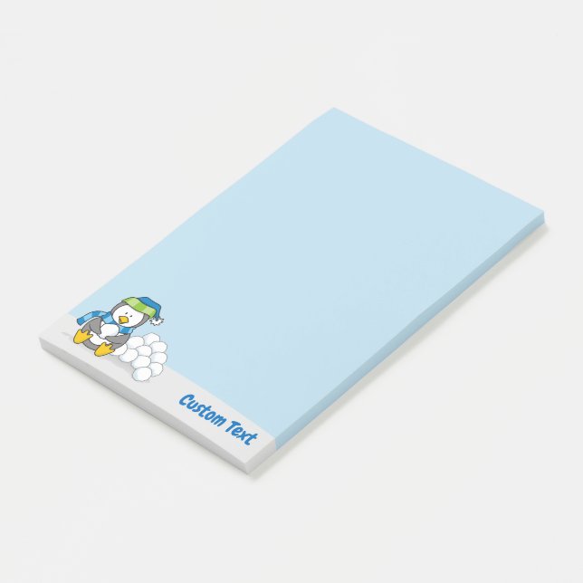 Little Penguin Sitta med Snowbollar Post-it Note Block (Vinklad)