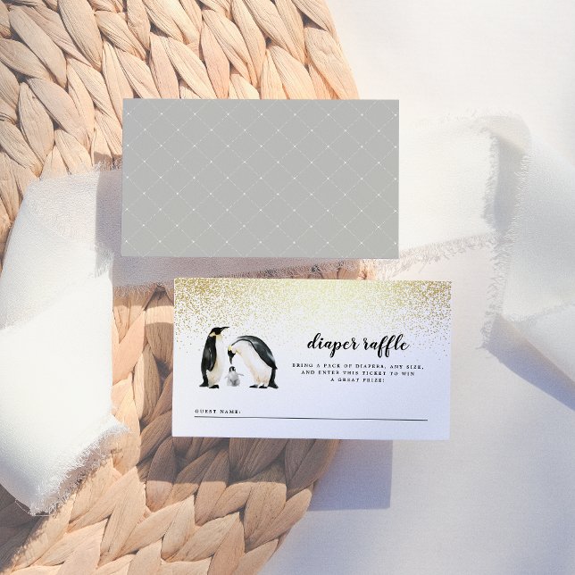 Little Penguin | Vinter Baby Shower Diaper Raffle Tilläggskort (Skapare uppladdad)
