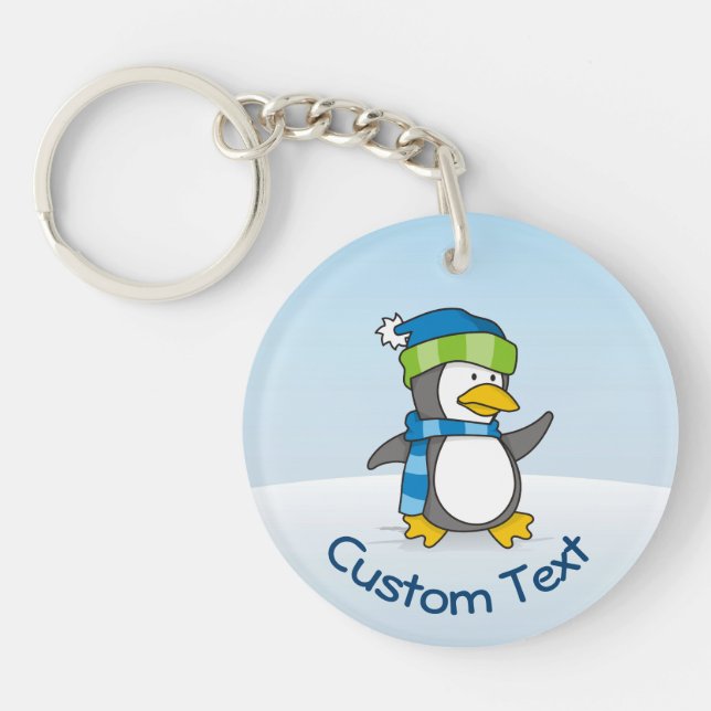 Little Penguin Walking on Snö Keychain (Framsidan)