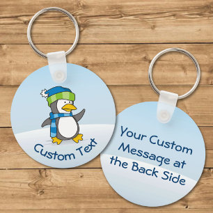 Little Penguin Walking on Snö Keychain Nyckelring
