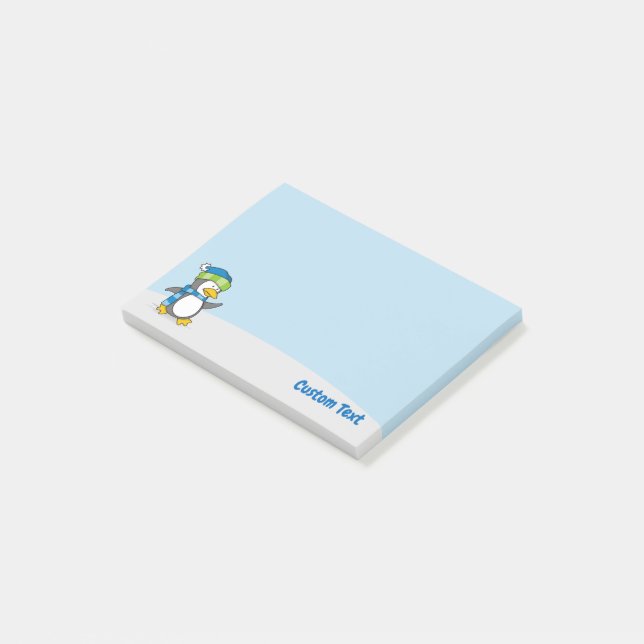Little Penguin Walking on Snö Post-it Notes Block (Vinklad)