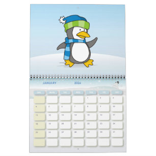 Little Penguin Walking på Snö Kalender