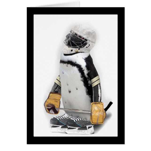 Little Penguin Wearing Hockey Gear Hälsningskort (Framsidan)