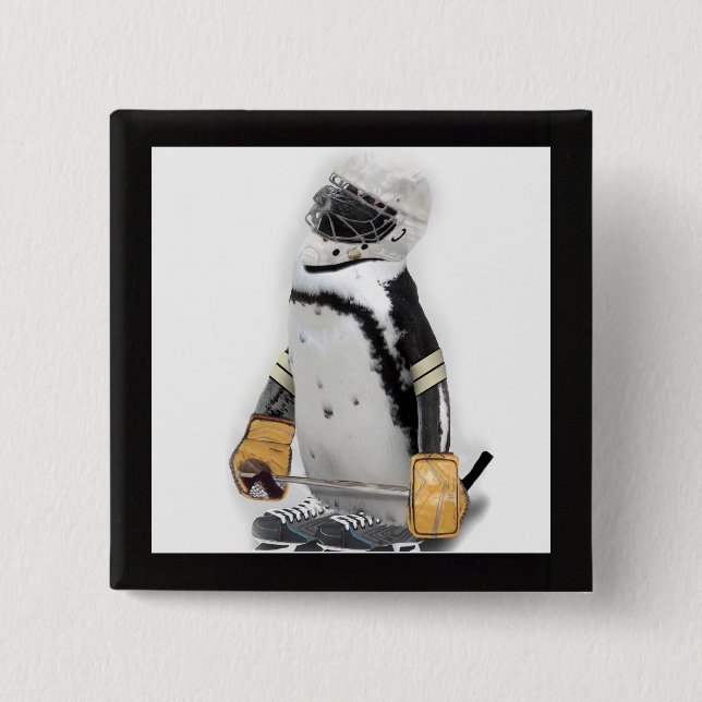 Little Penguin Wearing Hockey Gear Knapp (Framsida)