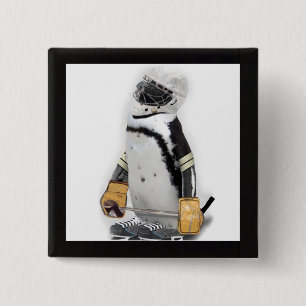 Little Penguin Wearing Hockey Gear Knapp