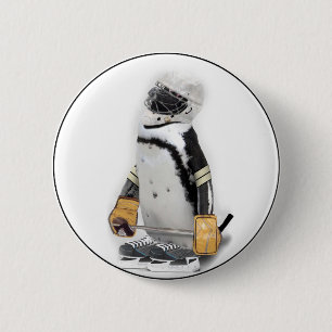 Little Penguin Wearing Hockey Gear Knapp