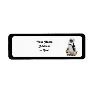 Little Penguin Wearing Hockey Gear Returadress Etikett