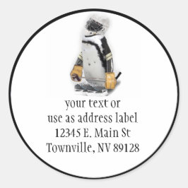 Little Penguin Wearing Hockey Gear Runt Klistermärke