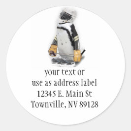 Little Penguin Wearing Hockey Gear Runt Klistermärke