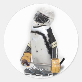 Little Penguin Wearing Hockey Gear Runt Klistermärke