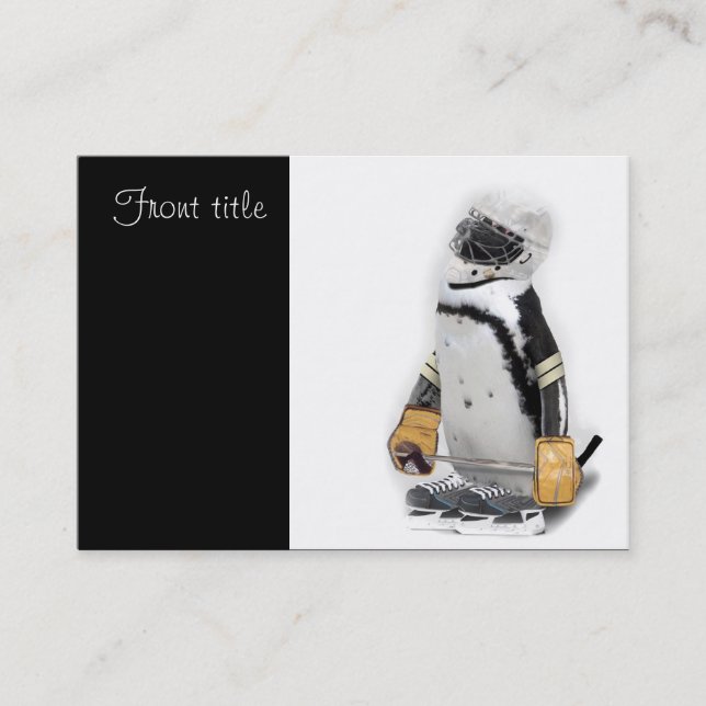 Little Penguin Wearing Hockey Gear Visitkort (Framsida)