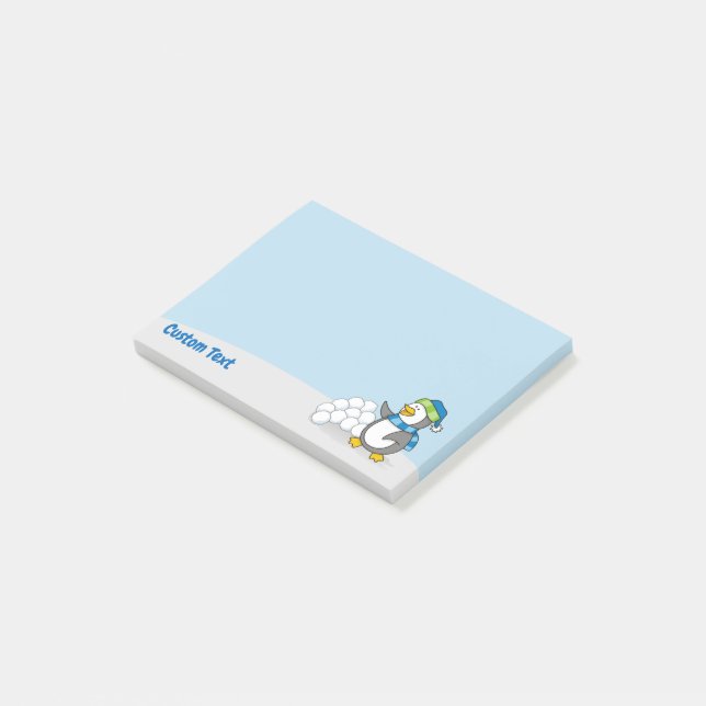 Little Penguin with Snö Bollar Wave Post-it Note Block (Vinklad)