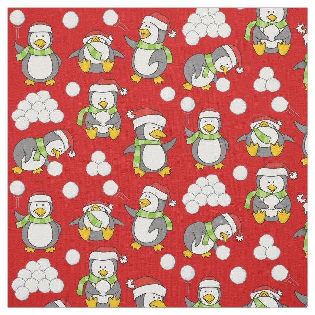 Little Penguins Mönster Tyg (Provkarta)