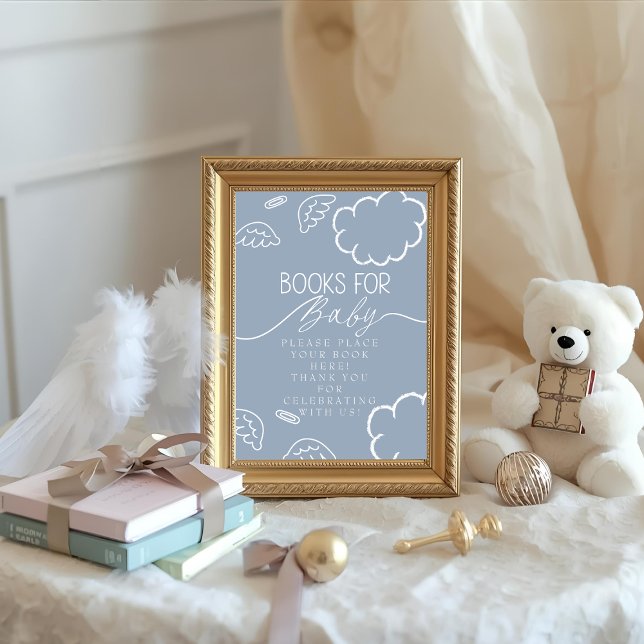 Little Piece of Heaven blåa böcker för babytecken Inbjudningar (Little Piece of Heaven blue Books for Baby Sign)