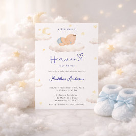 Little Piece of Heaven Moon Cloud Baby Boy Shower Inbjudningar