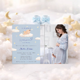 Little Piece of Heaven Photo Baby Boy Shower Inbjudningar