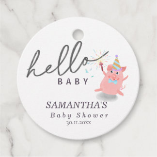 little pig Calligraphy Baby Shower Hello baby Gåvor Etiketter