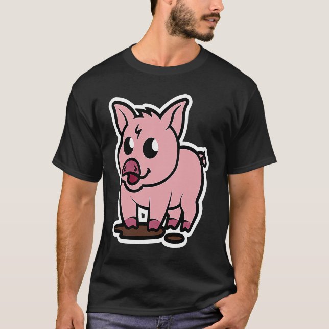 Little Pig  Pet  Piggy T Shirt (Framsida)